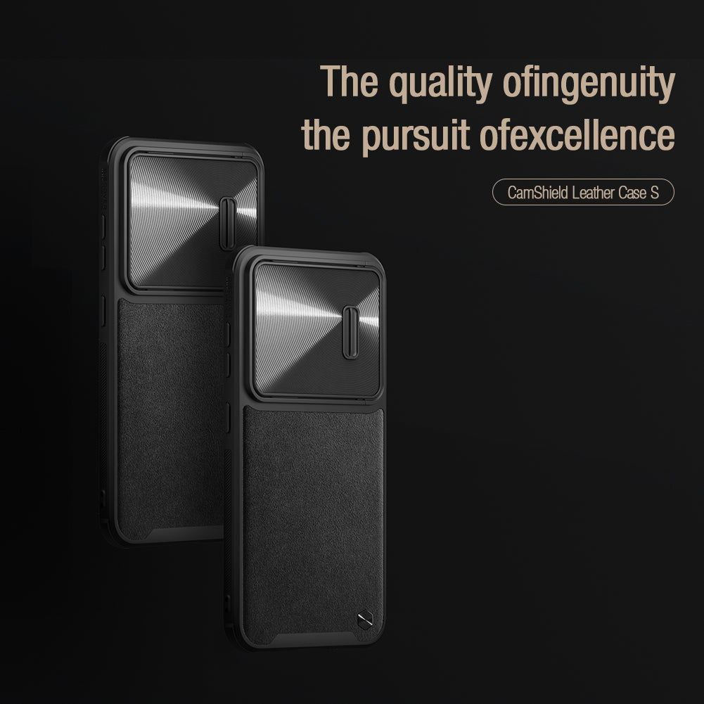 NILLKIN Phone Cover for Samsung Galaxy S23+, Slide Camera Protection PU Leather + PC + TPU Phone Case - Black NILLKIN Phone Cover for Samsung Galaxy S23+, Slide Camera Protection PU Leather + PC + TPU Phone Case - Black